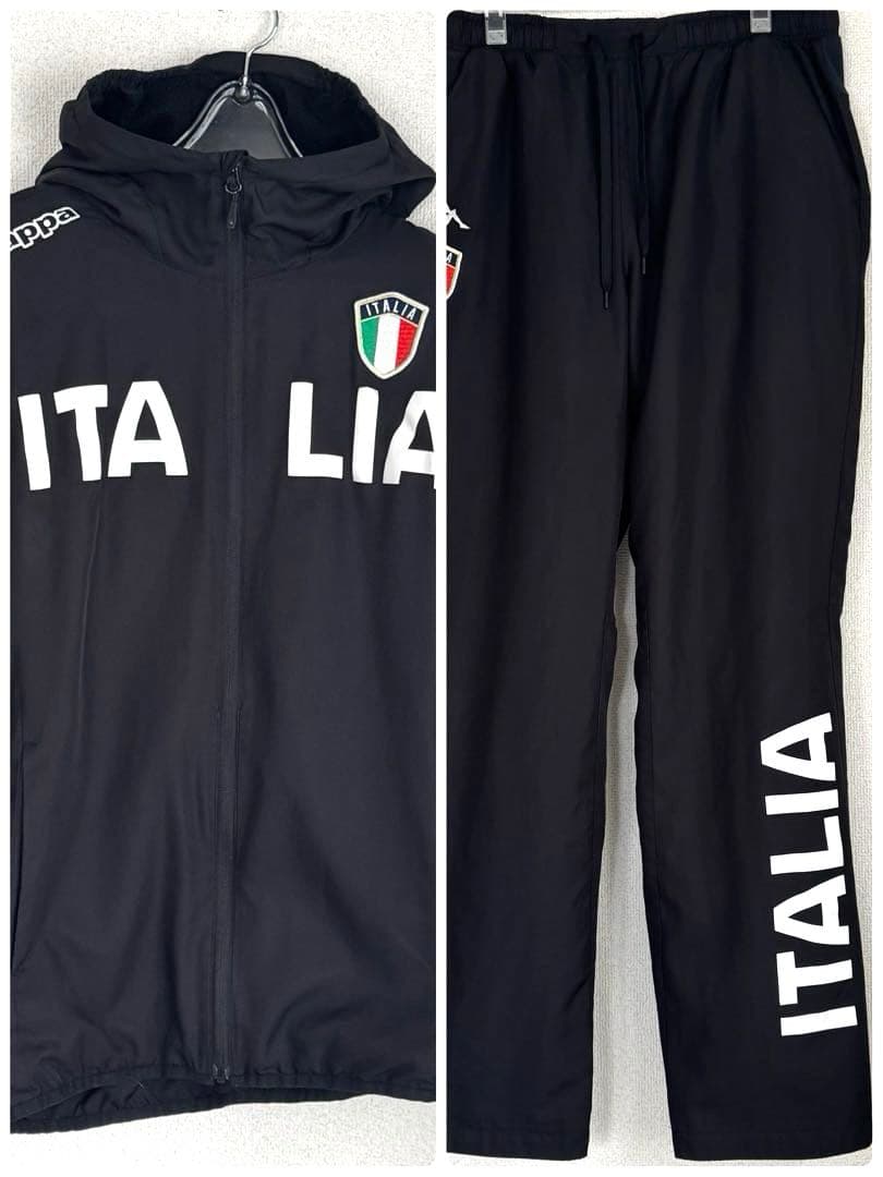 Kappa イタリア代表 ナイロンジャージ セットアップ 黒メンズ XO美良品