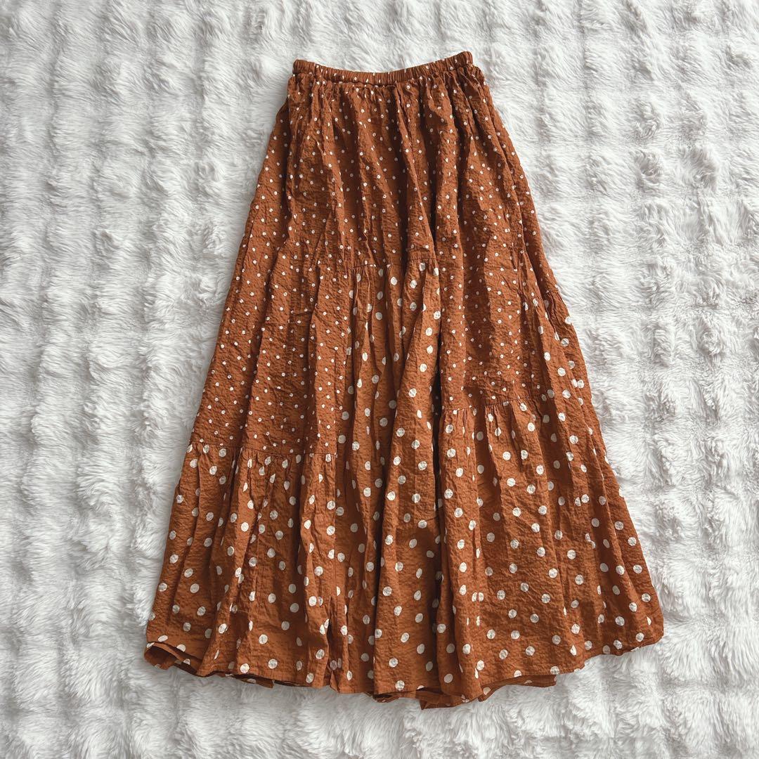 ビアズリー★ドットパッチワークスカート　フレア　ティアード