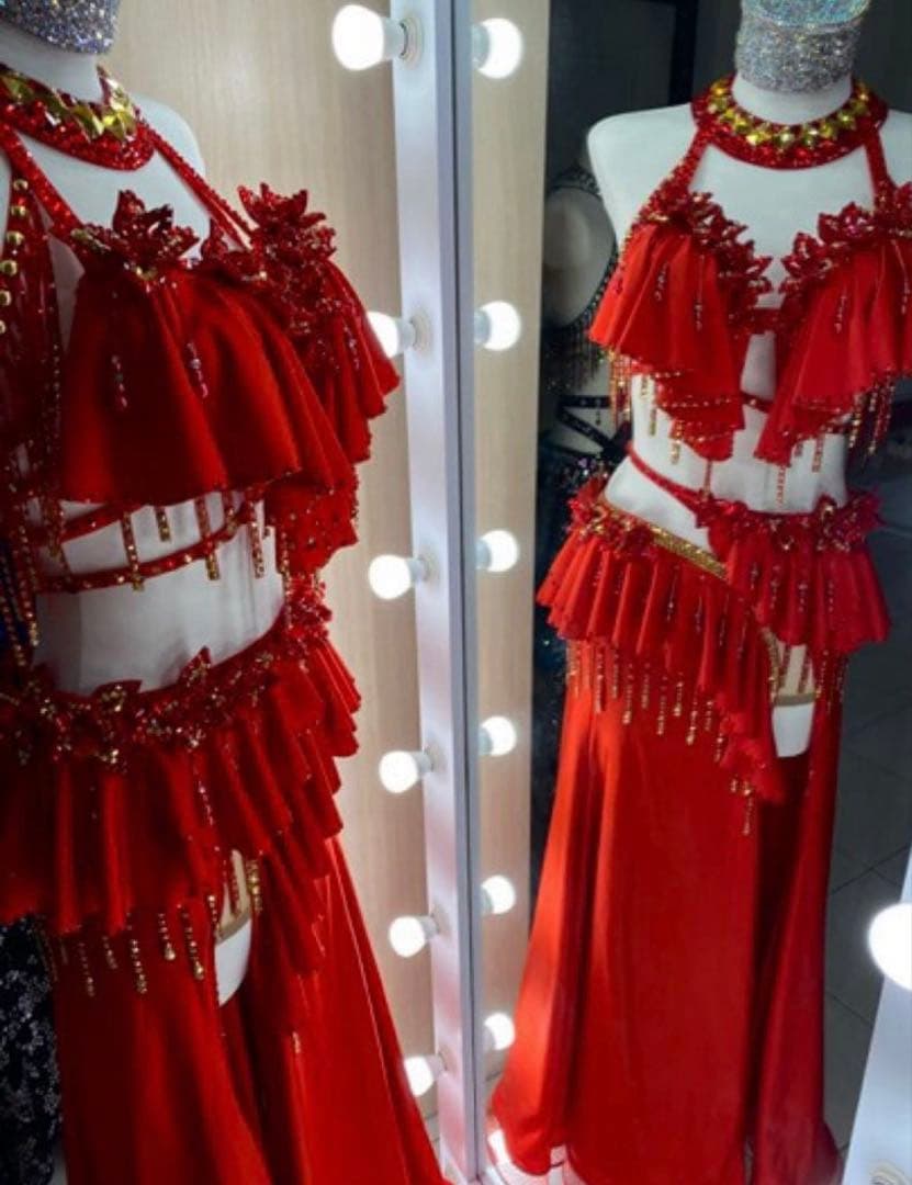 ♡期間限定♡ ベリーダンス be sparkly 衣装 赤 3D 花 