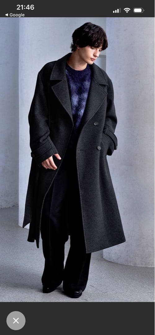 CLEL ウールブレンドテックメルトンダブルチェスターコート