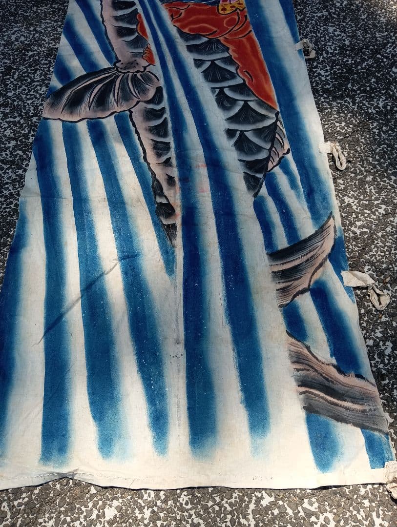 寅*ん様 のぼり旗　金太郎　　古布　リメイク 綿　手描き　着物　パッチワーク