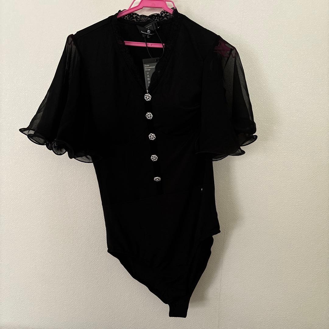 社交ダンスドレス トップス レオタード 新品 フリル袖