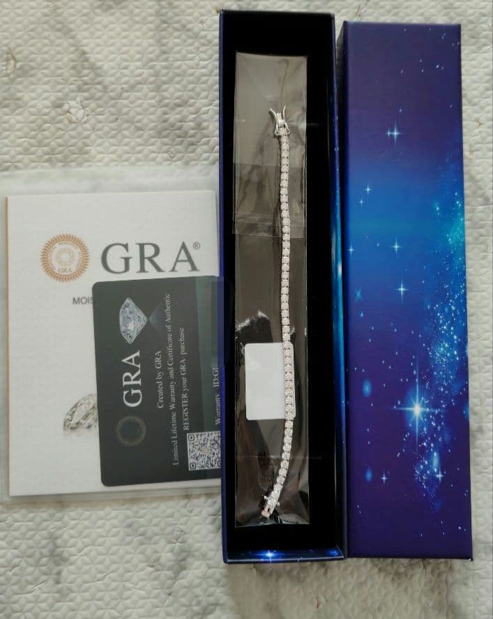 Dカラー（完全無色、最高ランク）　モアサナイト　ブレスレット　0.1c　6-15