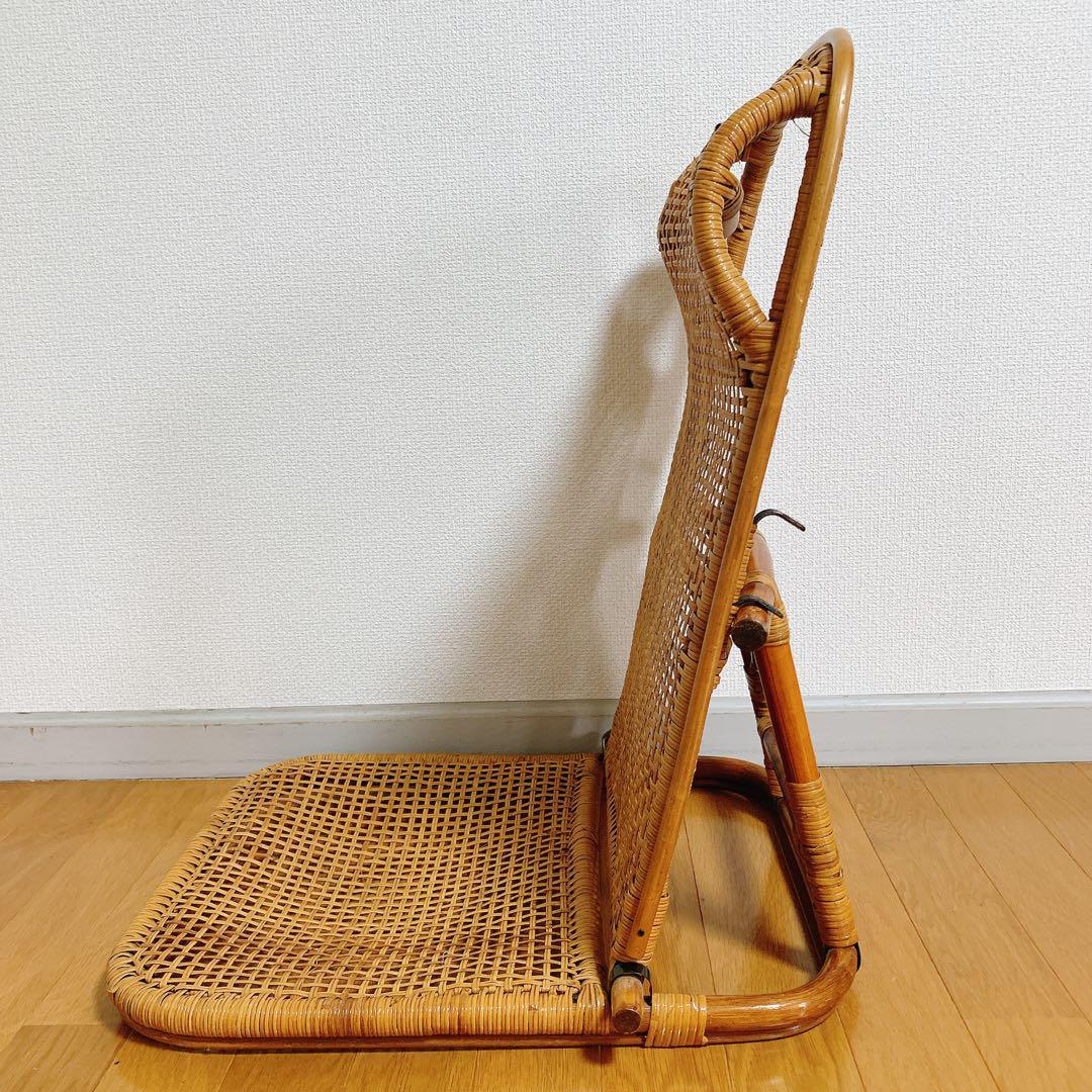 ラタン 藤 座椅子 ２脚 セット 折りたたみ リクライニング ハイバック 希少