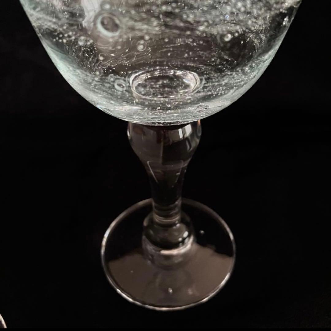 作家もの 吹きガラス 宙吹きガラス 足つきグラス