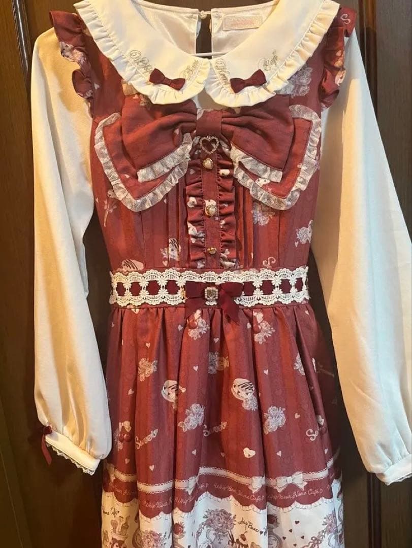 LIZLISA whip bear  cafe ワンピース ボルドー