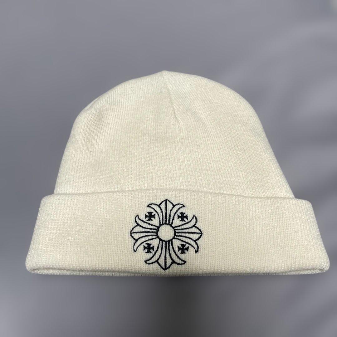 確実正規品　極美品CHROME HEARTS ニット帽 ホワイト　正規品タグ付き