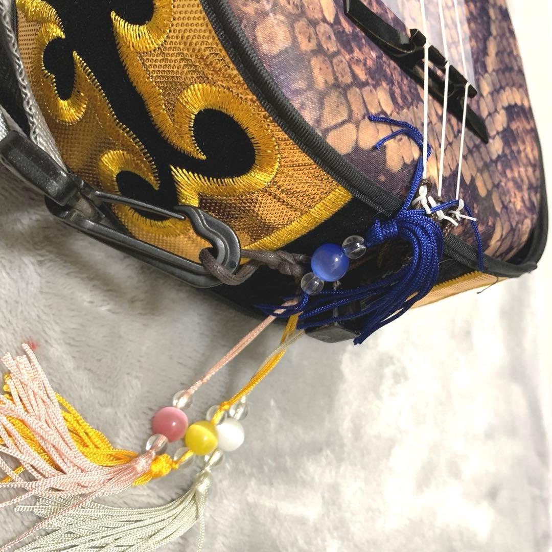 【中古美品】沖縄三線(三味線)人工皮(プリント)入門モデル