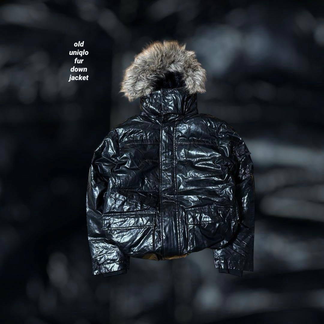 ジャケット・アウター old uniqlo grunge fur down jacket y2k
