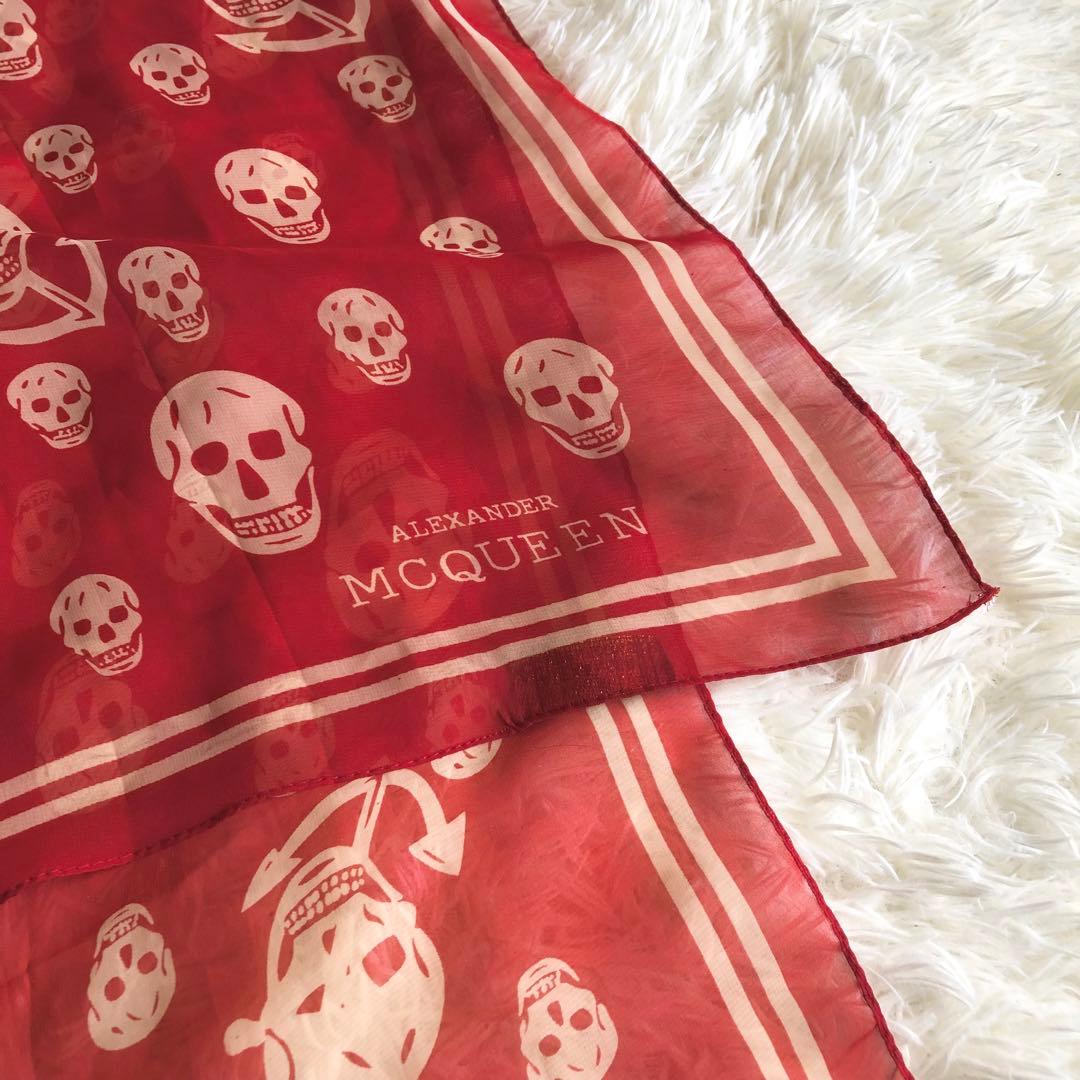 シルク100％ アレキサンダーマックイーン スカーフ ストール スカル