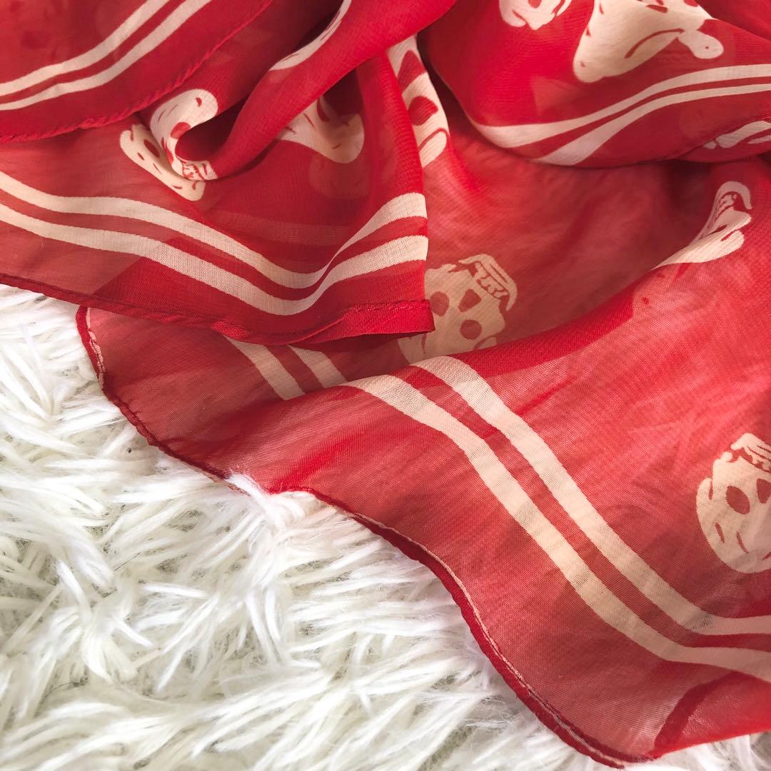 シルク100％ アレキサンダーマックイーン スカーフ ストール スカル