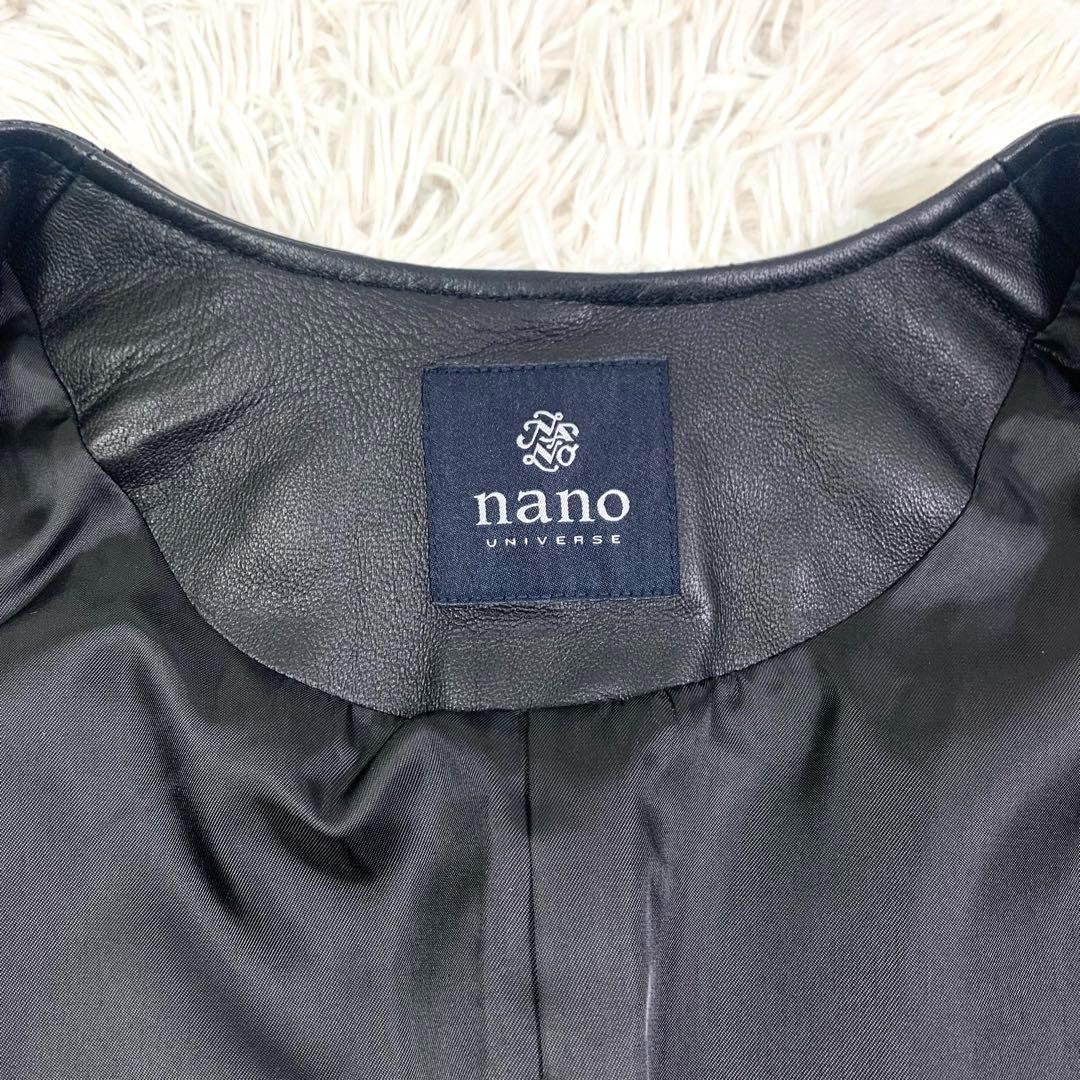 新品タグ付 ナノユニバース シングルレザージャケット ラムレザー 黒 M