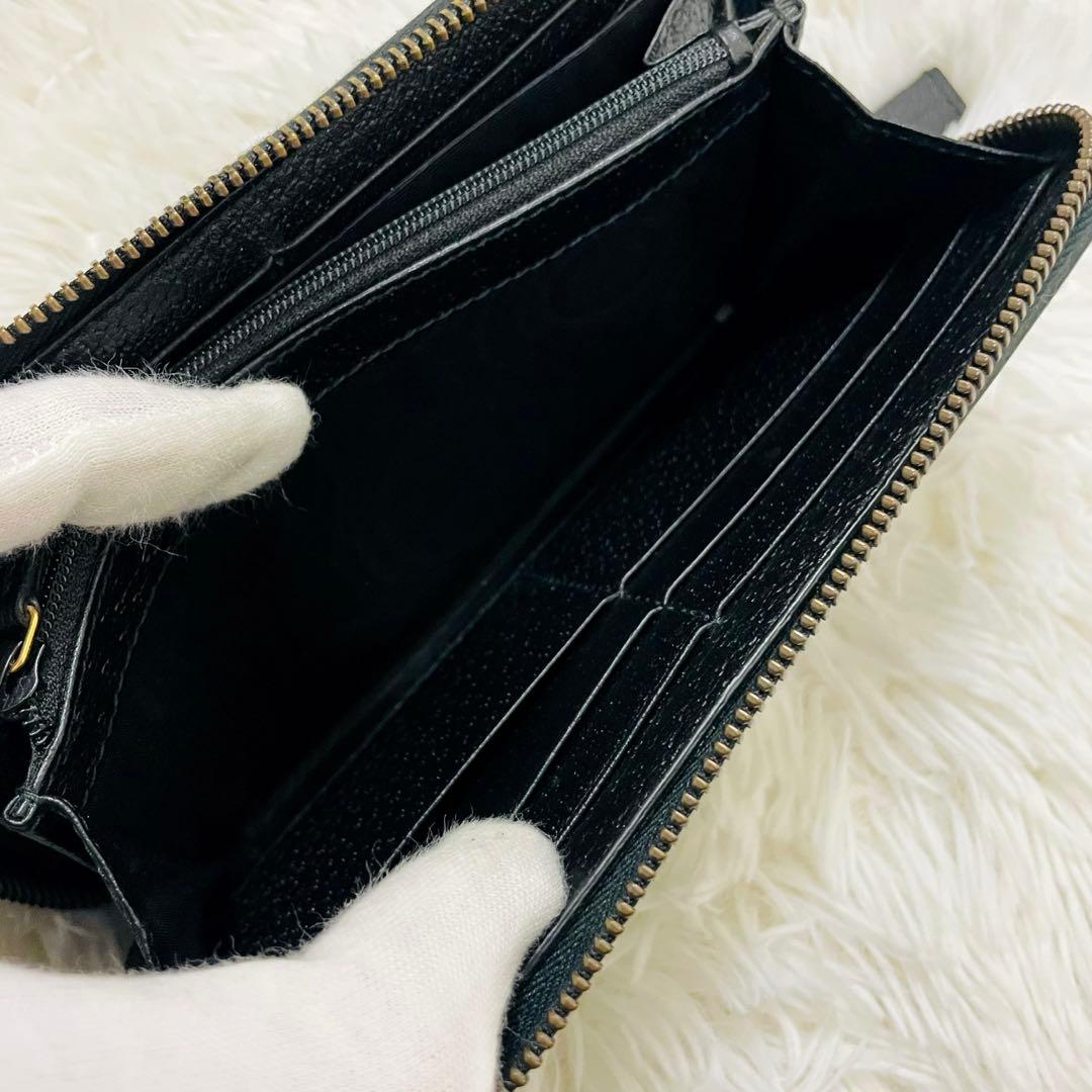 極美✨GUCCI 長財布 アニマリエ 蜂 GGマーモント レザー ブラック