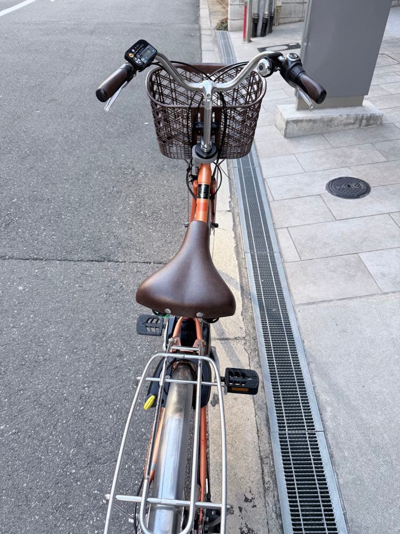 大阪府　パナソニック　オレンジ 電動アシスト自転車 前カゴ付き