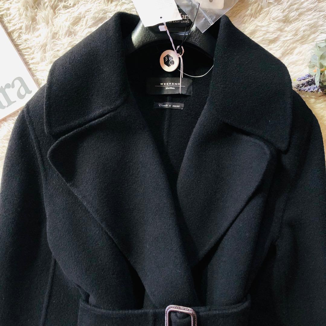 42大きめ✨未使用 現行マックスマーラ コート クチートアマーノ ブラック