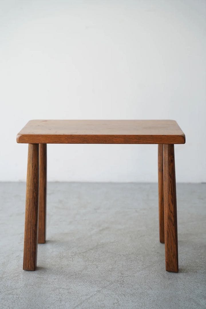 無垢オーク材のヴィンテージ サイドテーブル スツール