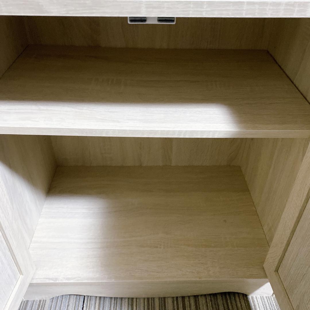 マナベインテリアハーツ キャビネット 食器棚 クロスガラス扉付 高さ120㎝