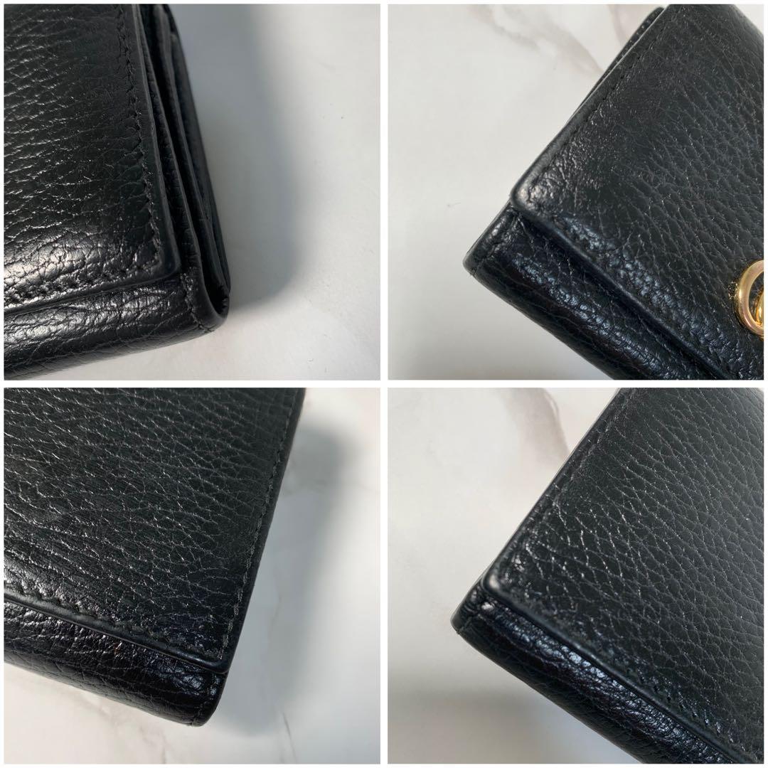 美品✨グッチ 三つ折り財布 ウォレット GGマーモント レザー ブラック