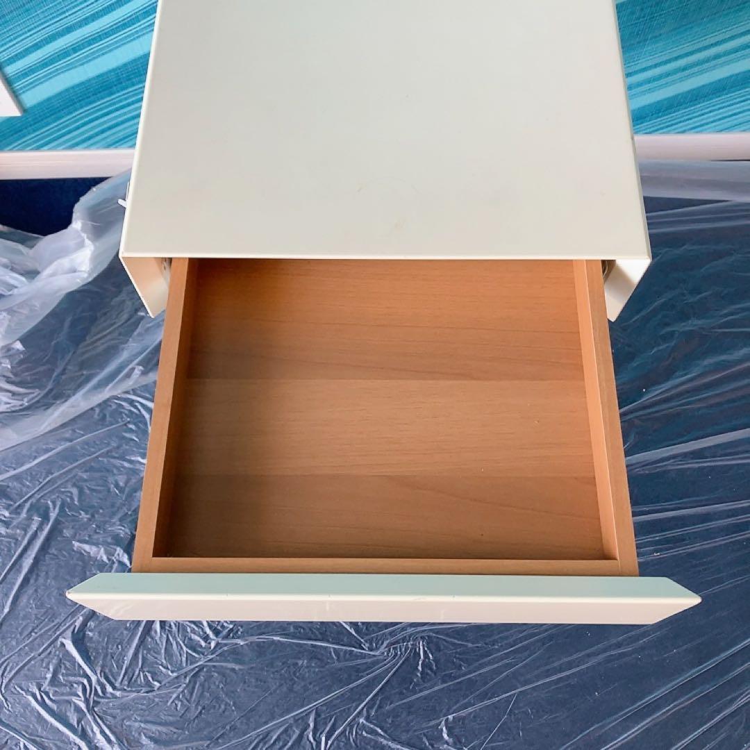 フランスベッド サイドテーブル① 引き出し オフホワイト リメイク DIY