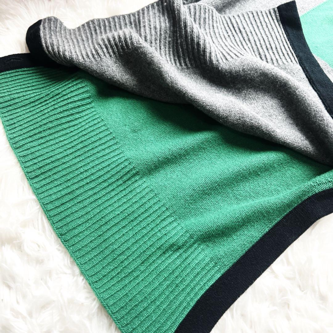 美品　HERMESエルメス　ケープ　ポンチョ　セーター　カシミヤ　緑　ベスト