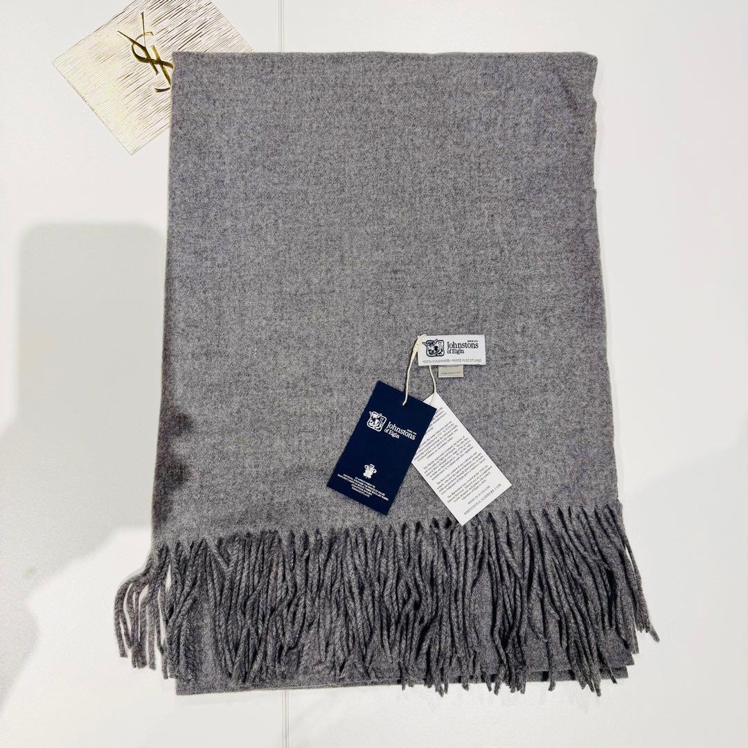 ジョンストンズ 大判 マフラー ストール グレー（即発）