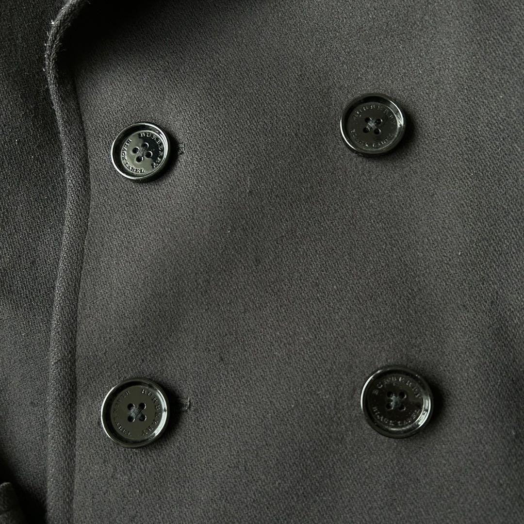 バーバリーブラックレーベル カシミヤ混 ウール ピーコート ノバチェック
