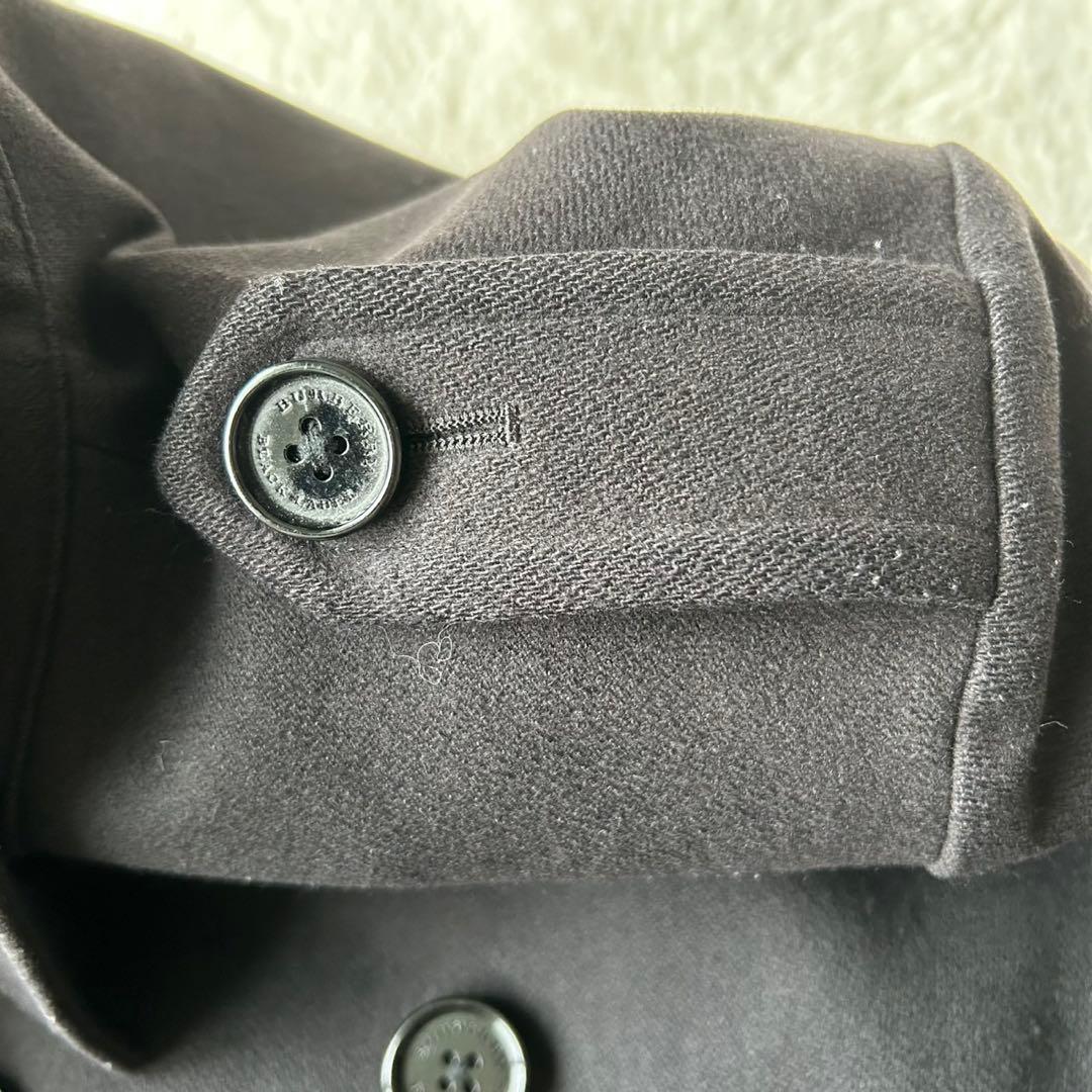 バーバリーブラックレーベル カシミヤ混 ウール ピーコート ノバチェック