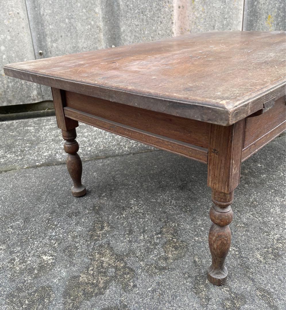 ビンテージ/当時物/無垢材/文机/机/書斎机/作業台/テーブル/ろくろ脚/12