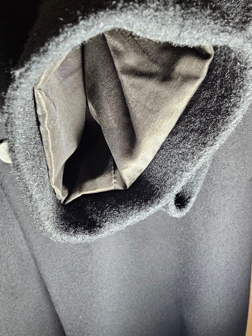 美品 ナノ・ユニバース× 西川ダウン ウール タイロッケン ダブルコート M 黒