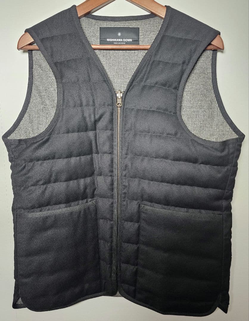 美品 ナノ・ユニバース× 西川ダウン ウール タイロッケン ダブルコート M 黒