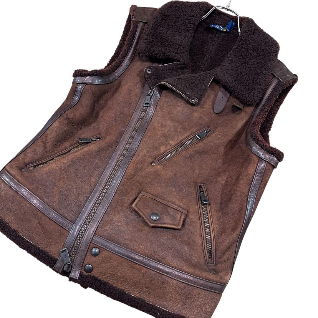 ポロラルフローレン リアル ムートンベスト Lサイズ 羊革 メンズ 秋冬