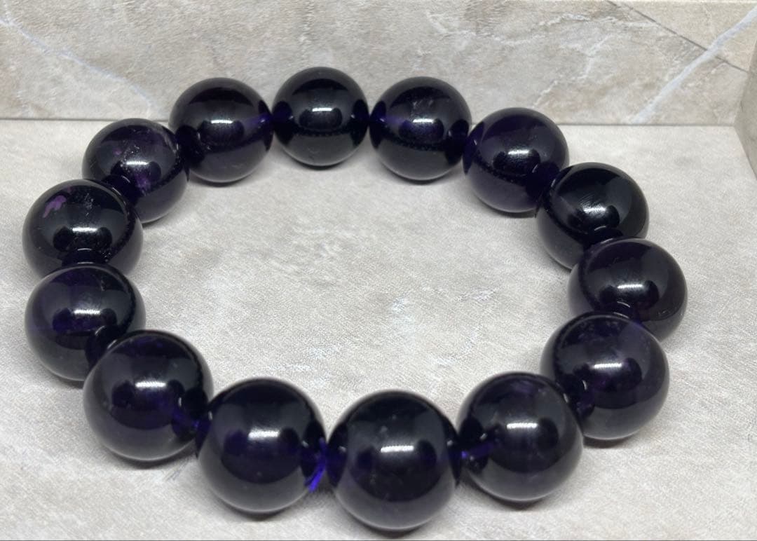 極上発色 ウルグアイ産アメジスト 16mm 大玉ブレスレット 内径18cm