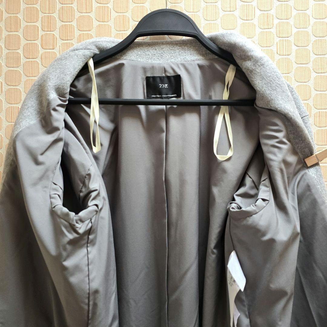 ☆23区☆ウールカシミヤ/ビーバー チェスター コート/ライトグレー36