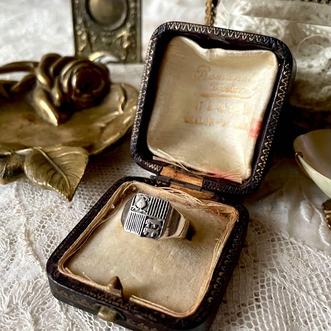 ブギウギ 様専用 純銀製紋章デザインリング フランスアンティーク