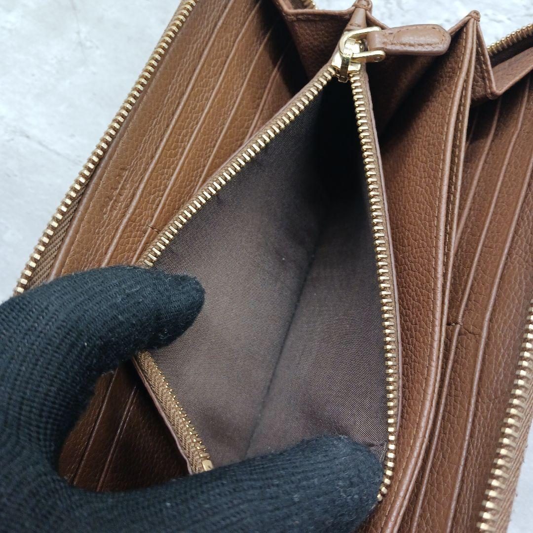 ✨美品✨ プラダ ヴッテロ グレイン ラウンドファスナー 長財布 ブラウン