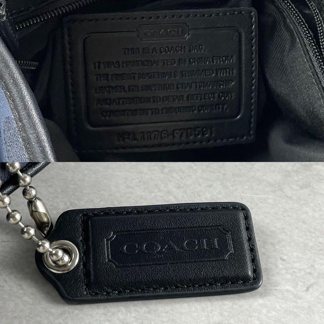 ✨美品✨コーチ　ショルダーバッグ シグネチャー　ヘリテージ　ストライプ　黒