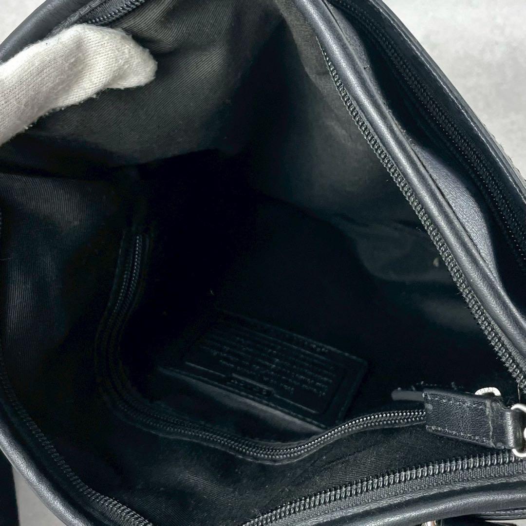 ✨美品✨コーチ　ショルダーバッグ シグネチャー　ヘリテージ　ストライプ　黒