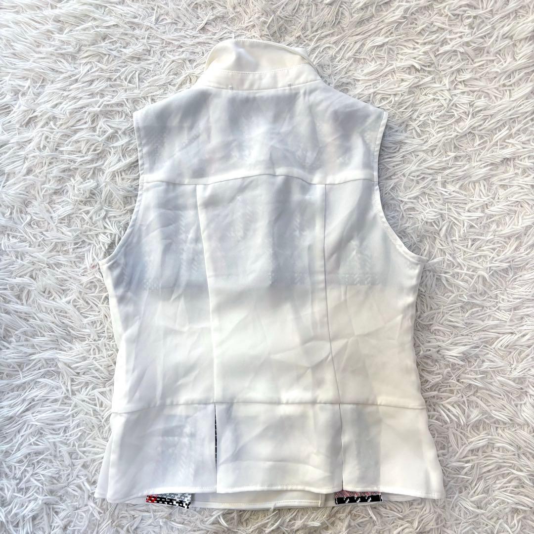 最新作 マークアンドロナ ベスト ブレザー 金ボタン ホワイト ストレッチ