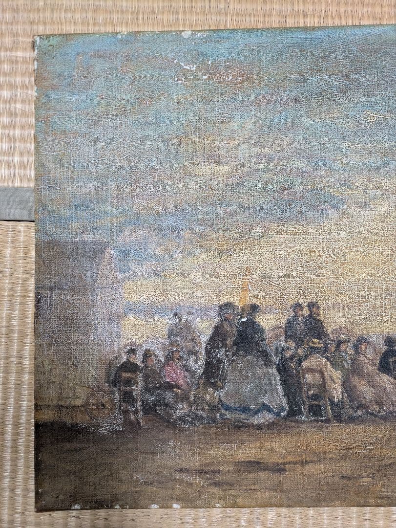 Luis Eugene Boudin 油彩画 海辺の風景