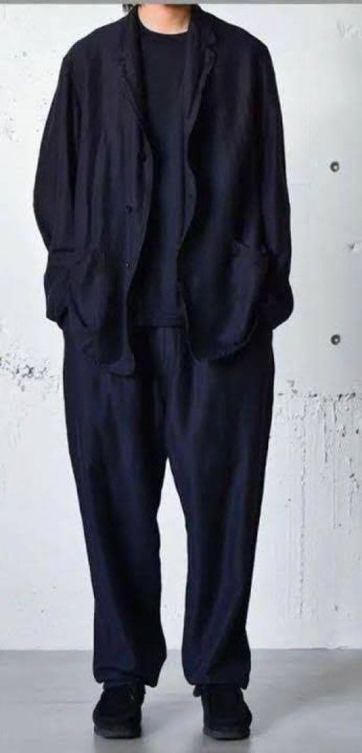 COMOLI コモリウールシルクセットアップ ネイビー