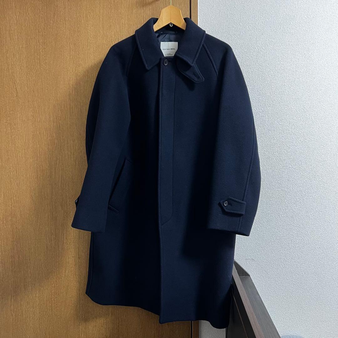 セントデール ウールステンカラーコート ネイビーM グリーンレーベル