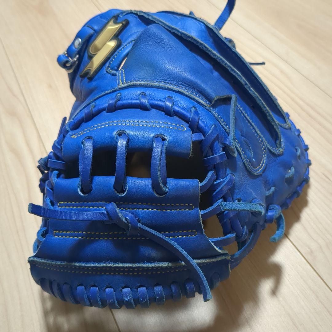 少年軟式野球用グローブ　キャッチャーミット　青