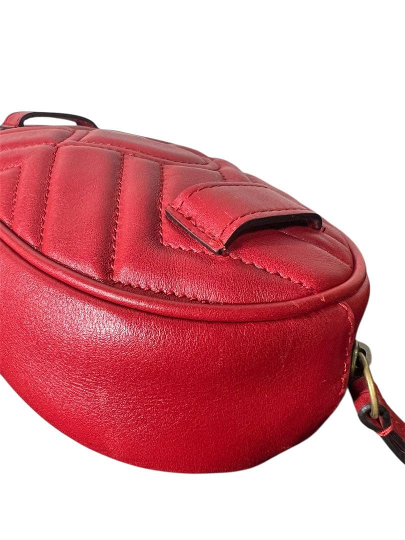 極美品 GUCCI グッチ ボディバッグ GGマーモント 476434 レッド - メルカリ
