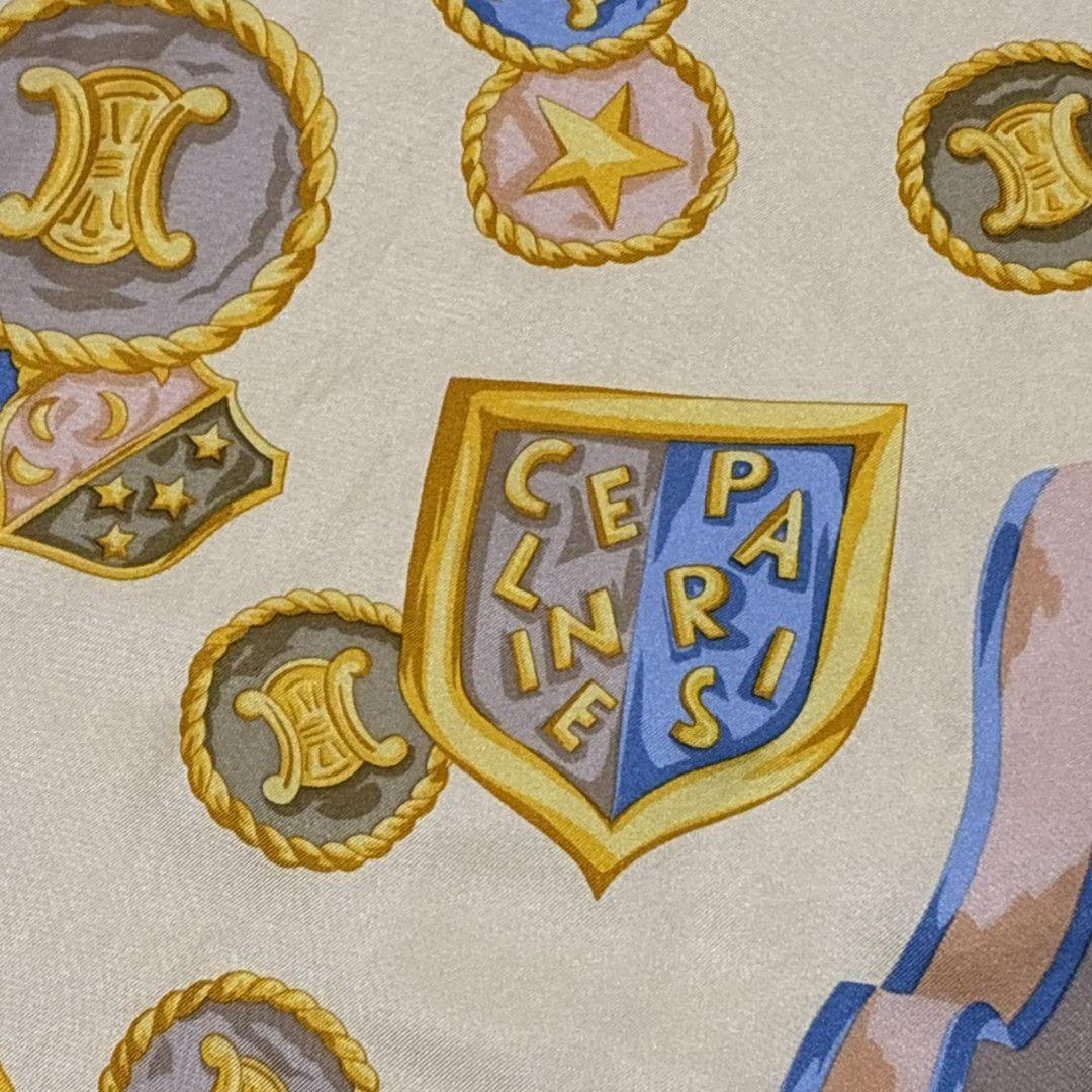 美品✨CELINE セリーヌ シルク イタリア製 大判スカーフ ストール ロゴ