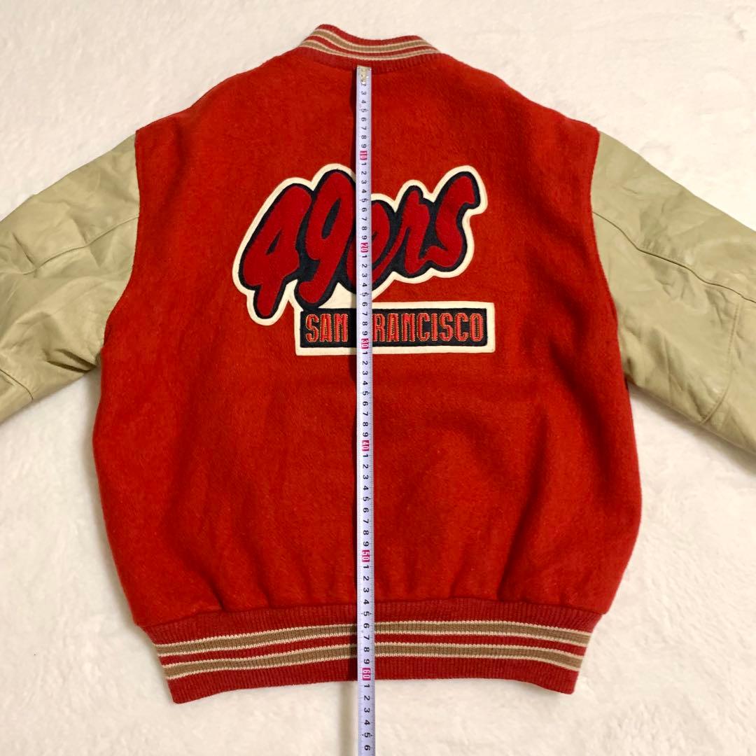 山*酢様 NFL 49ers ウール×レザー スタジャン USA製 M ゴールデ