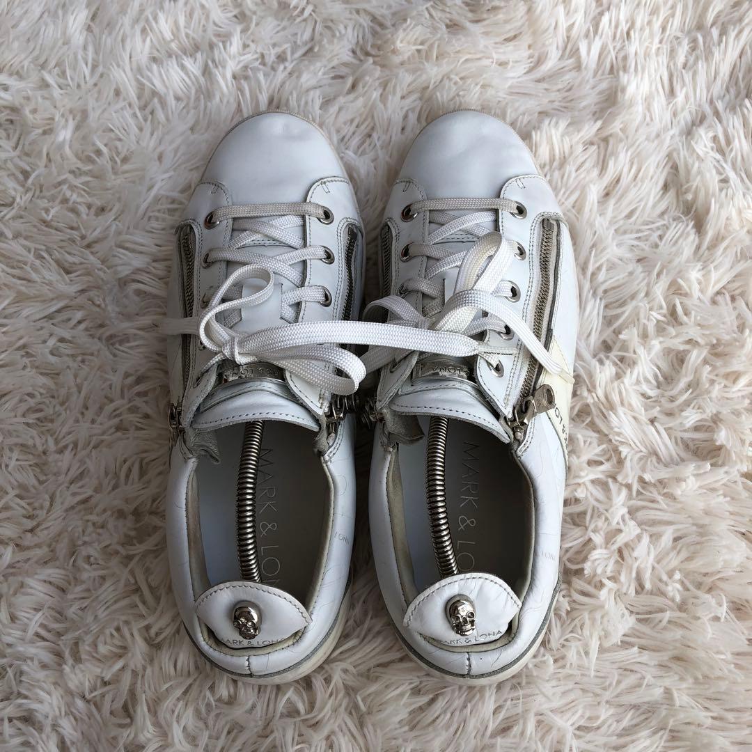 MARK&LONAマークアンドロナゴルフシューズジップスニーカーホワイト白