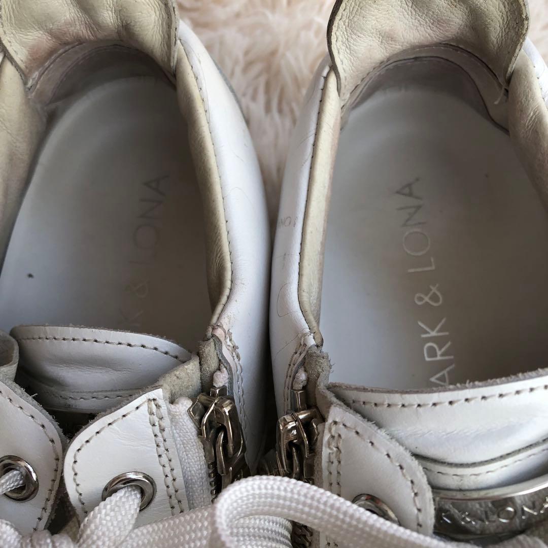 MARK&LONAマークアンドロナゴルフシューズジップスニーカーホワイト白
