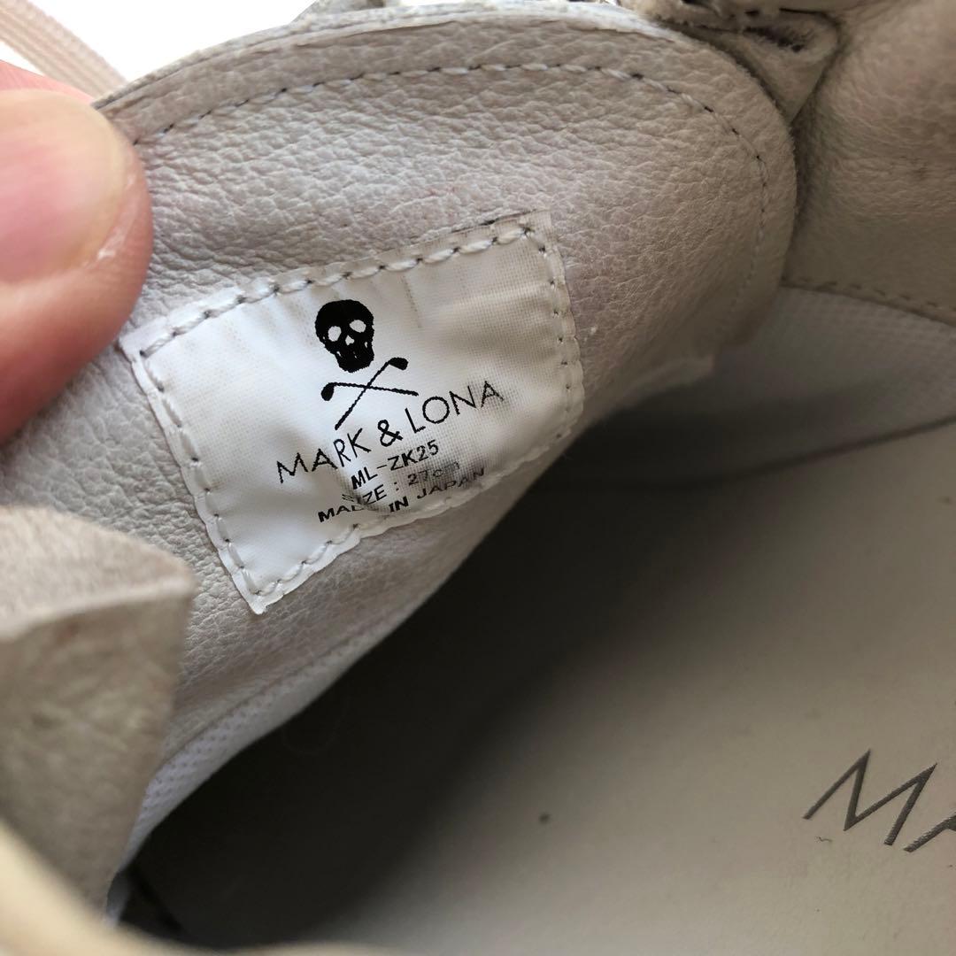 MARK&LONAマークアンドロナゴルフシューズジップスニーカーホワイト白