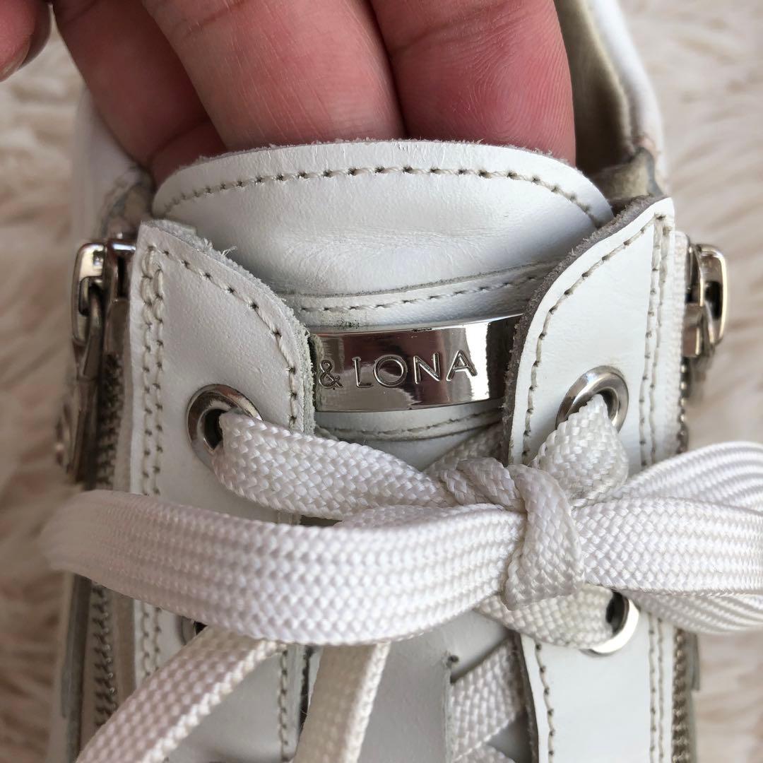 MARK&LONAマークアンドロナゴルフシューズジップスニーカーホワイト白