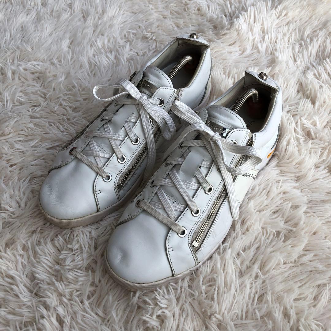 MARK&LONAマークアンドロナゴルフシューズジップスニーカーホワイト白